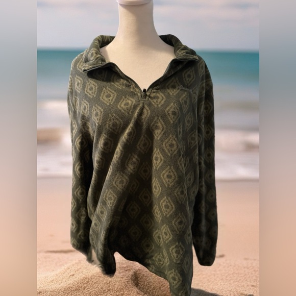 Eddie Bauer Other - Eddie Bauer Olive Patterned Fleece Pullover